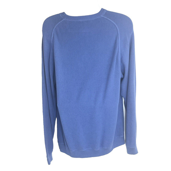 Peru Unlimited Mens Sweater Size Large Blue Crew Neck Pima Cotton Interlock - Picture 2 of 12